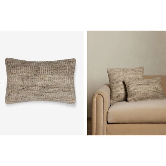 Lulu And Georgia Riri Lumbar Pillow Dark‎ Natural 13 x 20" Set of 2 - Picture 1 of 7